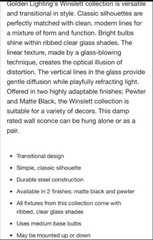 Golden Lighting Winslett 4.875 in. 1-Light Matte Black Sconce