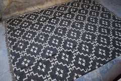 Floor Kilim Dhurrie Rugs 8×10 Black Color Large Jute Kilim Flat Weave