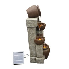 Teamson Home 28″ Cascading Bowls with Solar LED Lights Outdoor Water Fountain