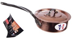 BAUMALU COPPER SAUTE PAN POT WITH LID 6 1/2“ MADE IN FRANCE WEIGHT 2lb 3oz