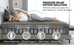 12″ 14″ Twin Full Queen King Size Mattress in a Box Memory Foam Spring Gray Bed