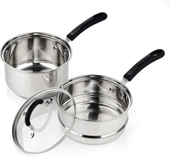 Professional Double Boiler Saucepan 2-Quart, 18/10 Stainless Steel Steam Melt…