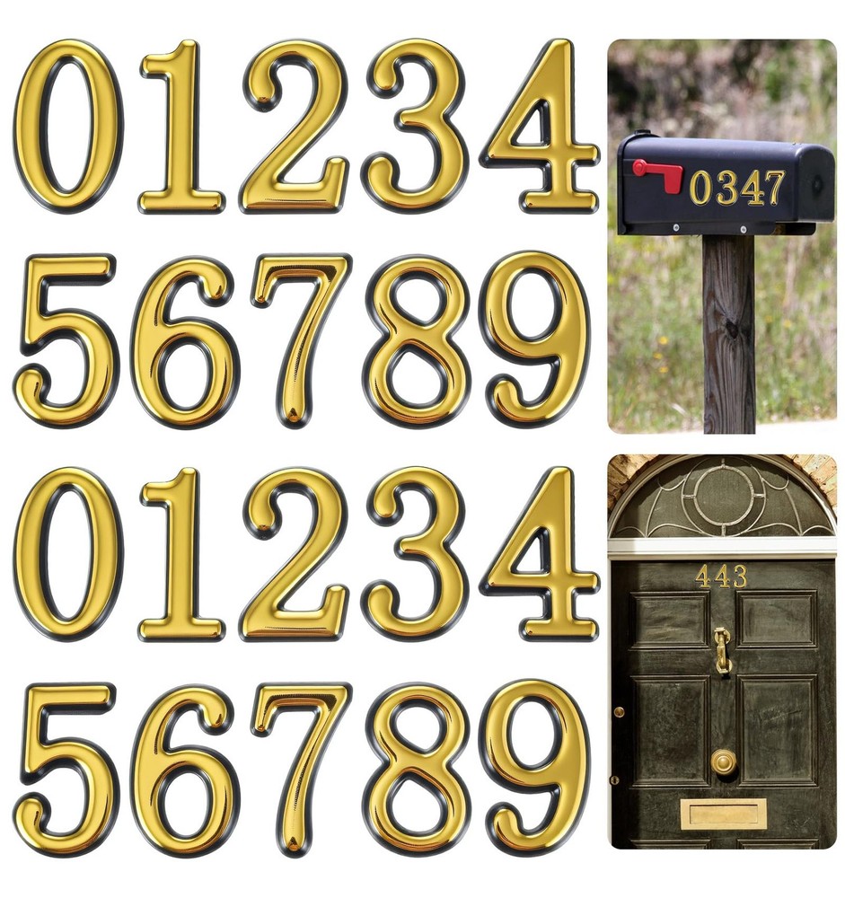 20Pcs Gold Mailbox Numbers, 2 Inch Mail Box Numbers for Mailbox Outside, Self…
