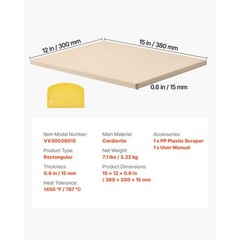 Rectangular Cordierite Pizza Stone, 15 x 12 in,Durable Baking Stone with Scraper
