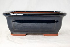Rectangular Cactus & Succulent, Bonsai Pot 8″x 6″x 3″ w/Mesh – Navy Blue Glazed