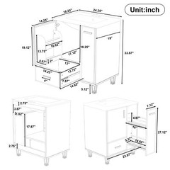 Bathroom Vanity with/Sink Solid Wood Frame Storage Cabinet w/Door Shelf, Drawer