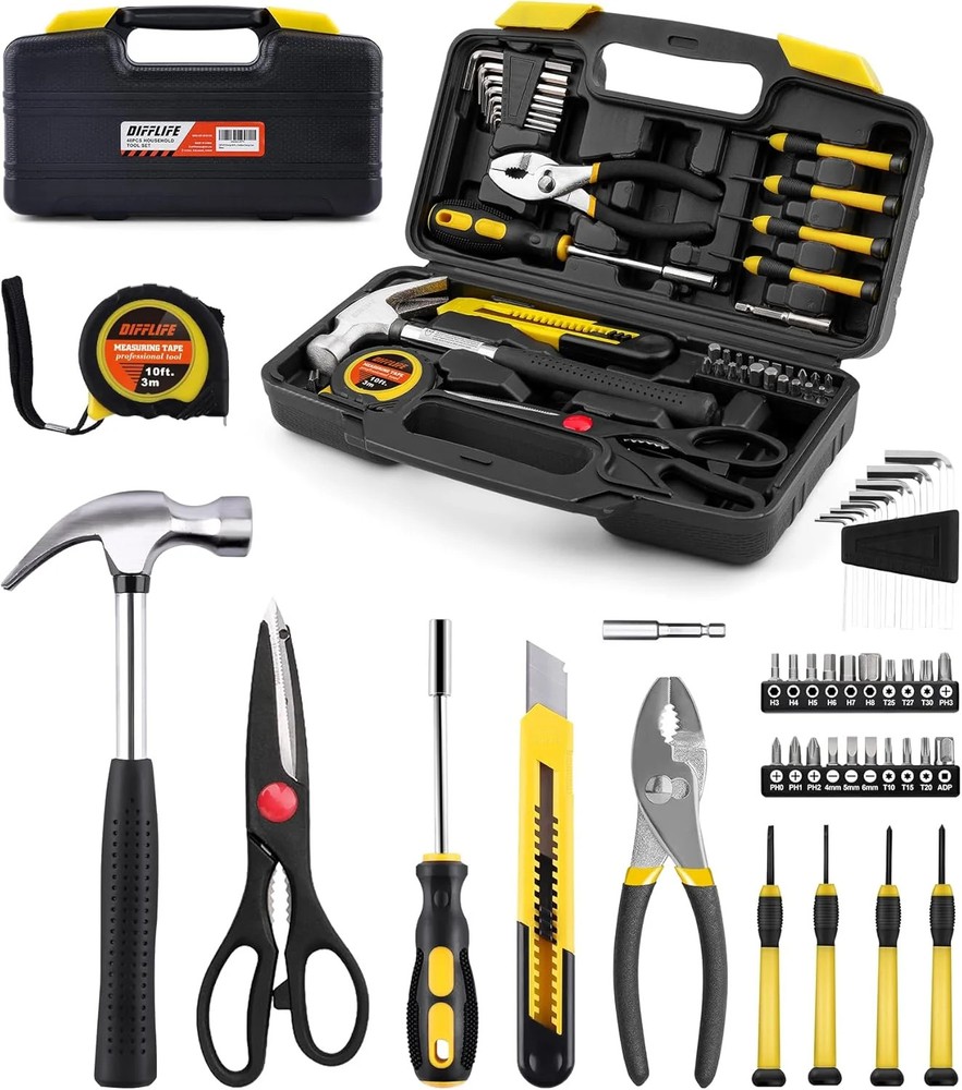 40-Piece Tool Set – General Household Hand Tool Kit with Plastic Toolbox Storage