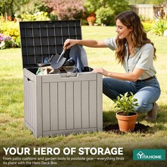 31 Gallon Waterproof Outdoor Storage Box, Lockable Lid for Patio, Pool & Garden