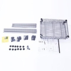 New Practical Modern Rectangle Carbon Steel Metal 4-Shelf Storage Rack Silver