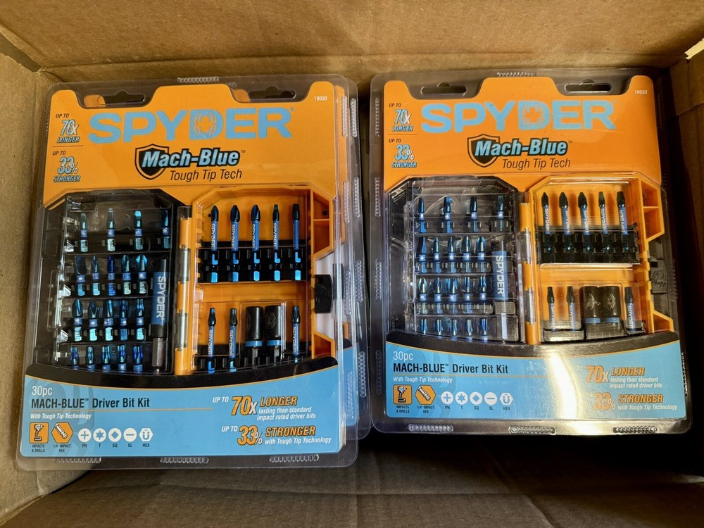 Spyder 19030 Mach-Blue Driver Bit set 1/4″ Impact 30-Piece w case