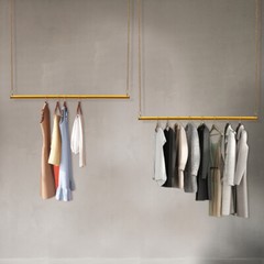 2x Clothing Hanging Rack Metal Gold Garment Storage Organizer Clothes Rack