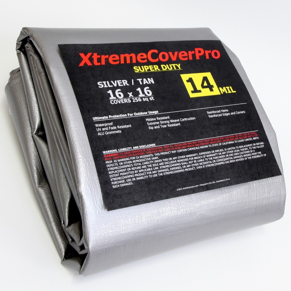 TARP 16′ x 16′ SILVER/TAN 14mil Multipurpose Protective Cover with Grommet