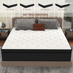 14/12/10 Inch Twin Full Queen King Mattress Memory Foam Spring Hybrid In A Box