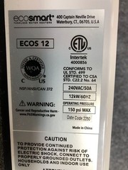 EcoSmart ECOS 12 Tankless Electric Water Heater, 12 kW, 240V