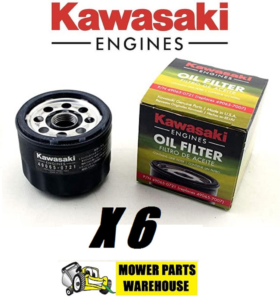 6 PACK GENUINE OEM KAWASAKI ENGINE OIL FILTERS 49065-0721 FR FS FX 49065-7007