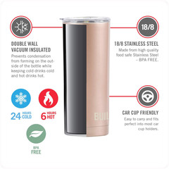 BUILT Double Wall Stainless Steel Tumbler (Rose Gold, 20oz)