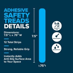 7.5″ Bath Tub Shower Safety Adhesive Treads Non Slip Strips, 12 Pack, 5 Colors