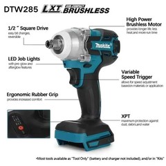 Makita 18V LXT DTW285 Brushless 1/2″ Impact Wrench | Sub-Compact Power Tool Only