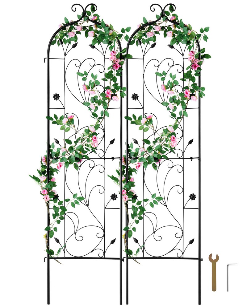 2 Packs Metal Garden Trellis 60″ x 15″ for Climbing Plant Support Rustproof