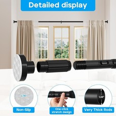 Tension Curtain Rod，40-86IN(3.33-7.17Ft) One-Click Fast Extension Rod Easy to