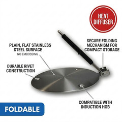 Foldable Embossed Induction Hob Heat Diffuser 8 in Plate Converter Disk Lock
