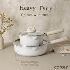 Carote 21 Pcs Nonstick Pots and Pans Set Induction Cookware Kitchen Set Beige