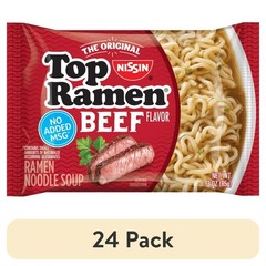 (24 pack) Nissin Foods Top Ramen Instant Ramen Noodle Soup,Beef Flavor,3oz Bag
