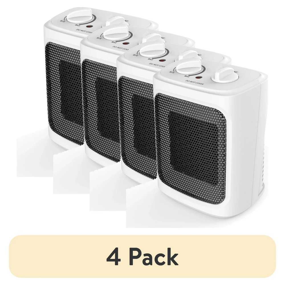 Mainstays 1500W Ceramic Fan-Forced Electric Space Heater White Open Box (4 PACK)