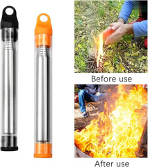 3x Outdoor Pocket Bellow Stainless Steel Telescopic Blow Fire Tube Blowpipe Tool