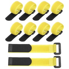 10 Pcs Reusable Cable Ties 6″x0.79″ Adjustable Reusable Hook Straps Yellow