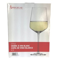 Spiegelau White Wine Glass Set of 4 Crystal Stemware Open Box Vin Blanc NICE!