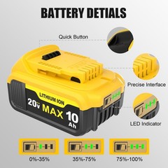 2Pack For De-Wa-lt 20V 20 Volt Max 10.0AH Lithium Ion Battery DCB206-2 DCB205-2