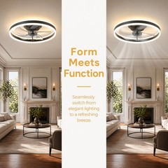20″ Modern LED Ceiling Fan Lights Flush Mount Light kit With APP Remote Control