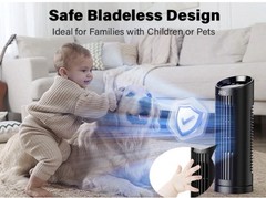13” Tower Fan for Bedroom, Quiet Cooling Desk Fan with Remote, 80° Oscillating