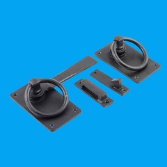 Door Lock Latch 6.5 in. Black Wrought Iron Gate Latch Garage Barn Door Lock w…