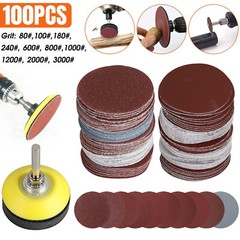100PCS 2″ Sanding Disc Sand Paper Hook Loop Sander+Backer Pad+M6 Drill Adapter