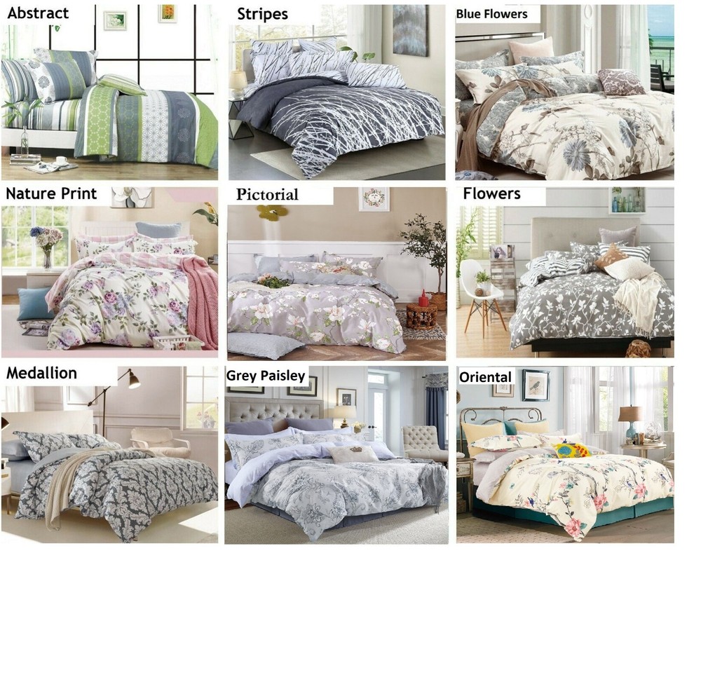 duvet cover set: 100% cotton: queen or king, 16 designs