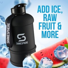 ShakeSphere Sports Water Bottle 1.3 Liter Matte Black/Black Hydration Jug Large