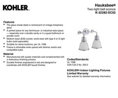Kohler Hauksbee 2-Light Bell Wall Sconce Polished Nickel K-32282-SNL