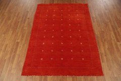 Rust Indian Tribal Style Rug 5×6 Hand-knotted Wool Oriental Carpet for Any Room