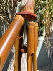 Handmade Carved Bird Pelican Wooden Bamboo Wind Chime Home Garden Outdoor Decor