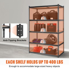 Storage Shelving Unit Garage Storage Rack 5-Tier Adjustable 2000 lbs Load