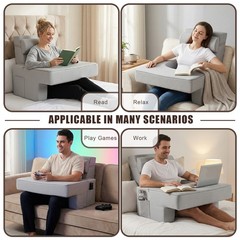Reading Pillow Set for Adults – Ergonomic Back/Neck Support with Arms & Pockets