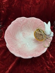 Arlington Designs Figural Bunny Pink Cabbage Bowl 6.5in Spring Easter Decor—New