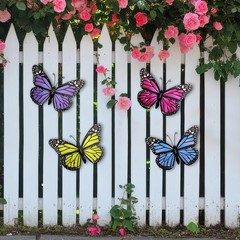 Metal Butterfly Outdoor Decor Wall Art 9.8 in 4 Pack Colorful