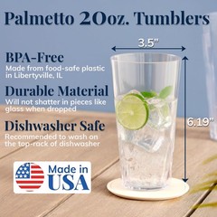 US Acrylic Palmetto 20 ounce Plastic Stackable Water Tumblers in Clear | Lightwe