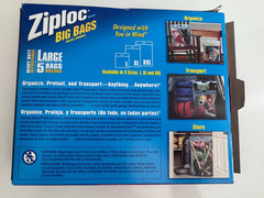 Ziploc Big Bags 3 Gallon Bags Large 5 Count Open Box