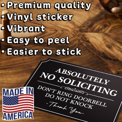 5.6″W Absolutely No Soliciting Don’t Ring Doorbell Do Not Knock Vinyl Sticker