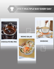 Double Boiler Pot Set 1250ml Chocolate Melting 304 Stainless Steel Bowl