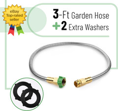 3 Feet Heavy Duty Stainless Steel Short Garden Hose, Metal Water Hose